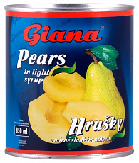 Hrušky lúpané polené 820g konz. Giana