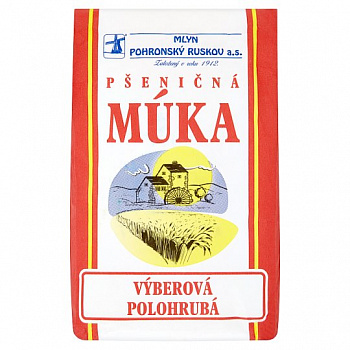 Polohrubá pšeničná múka výberová 1kg Mlyn Pohronský Ruskov