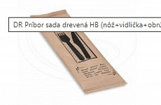 Príbor sada drevená HB (nôž+vidlička+obrúsok hnedý)