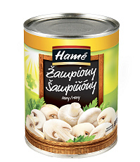 Šampiňóny rezané 800g Hamé
