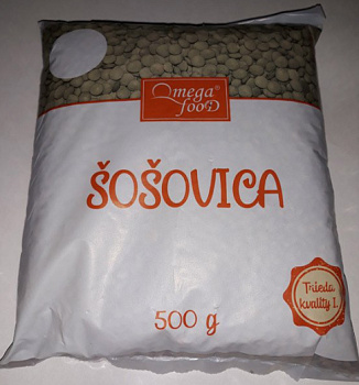 Šošovica hnedá veľkozrnná 500g Omega